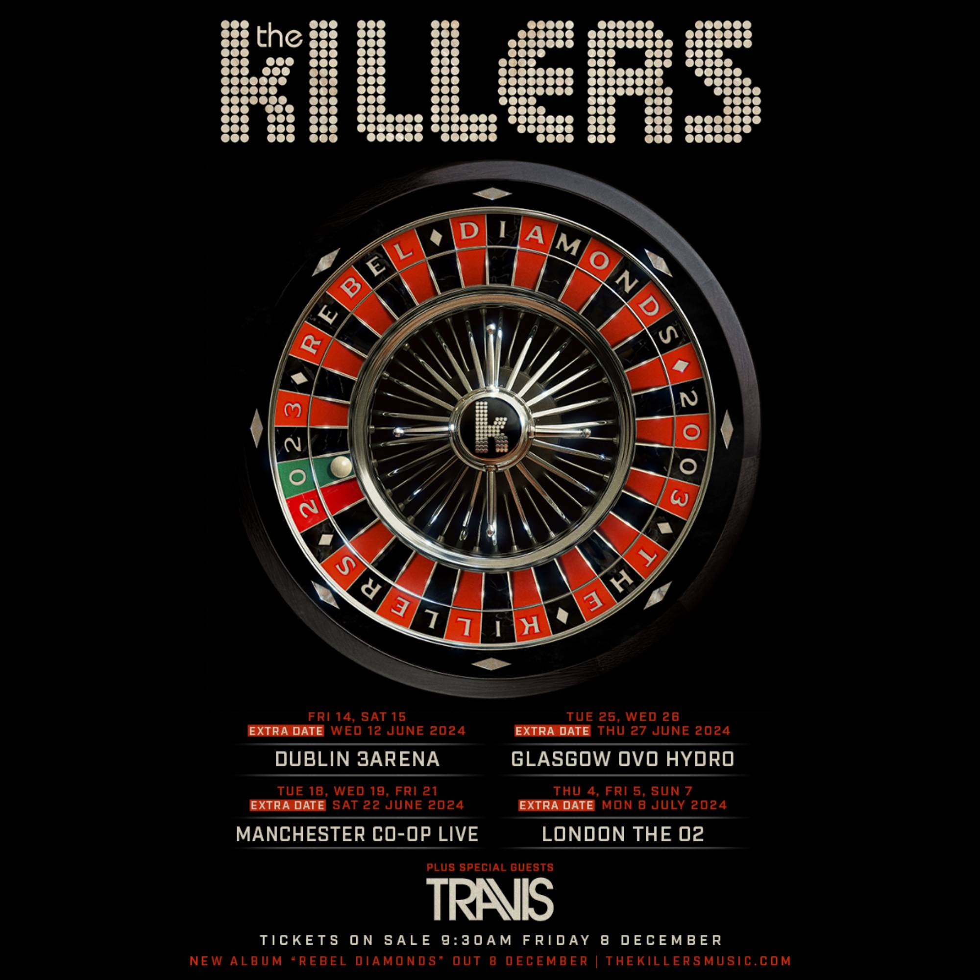 The Killers tour 2024: The Killers Rebel Diamonds tour poster