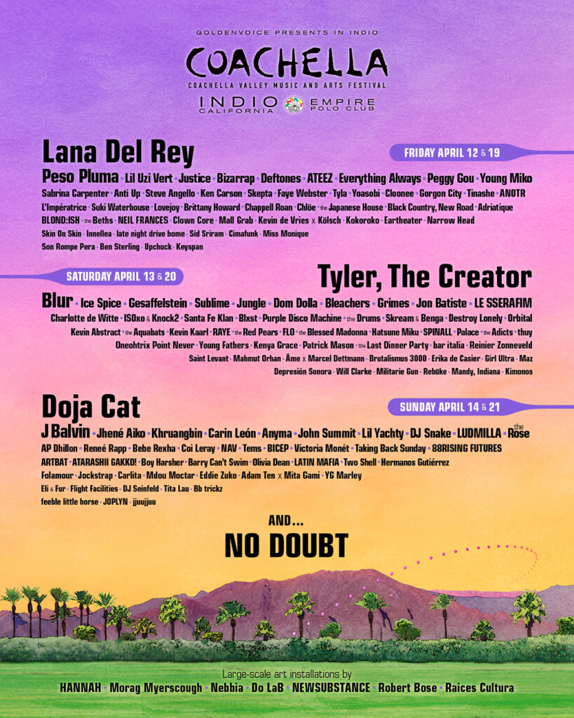 Coachella music festival lineup 2024 / Image by Coachella