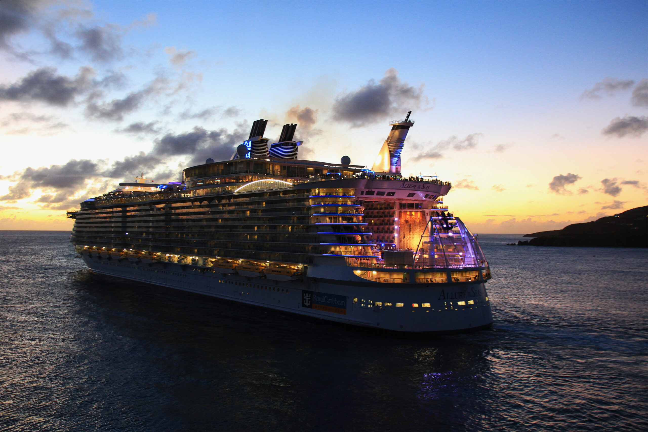 Allure of the Seas at night