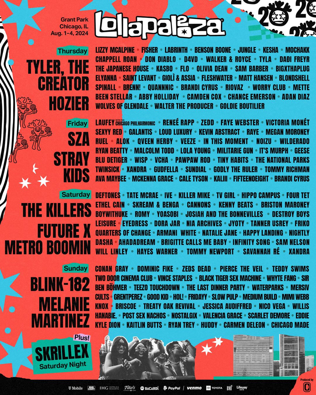 lollapalooza 2024 schedule poster