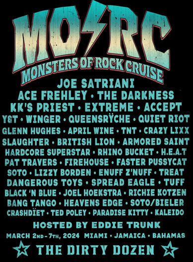 Monsters of Rock Cruise 2024 lineup poster