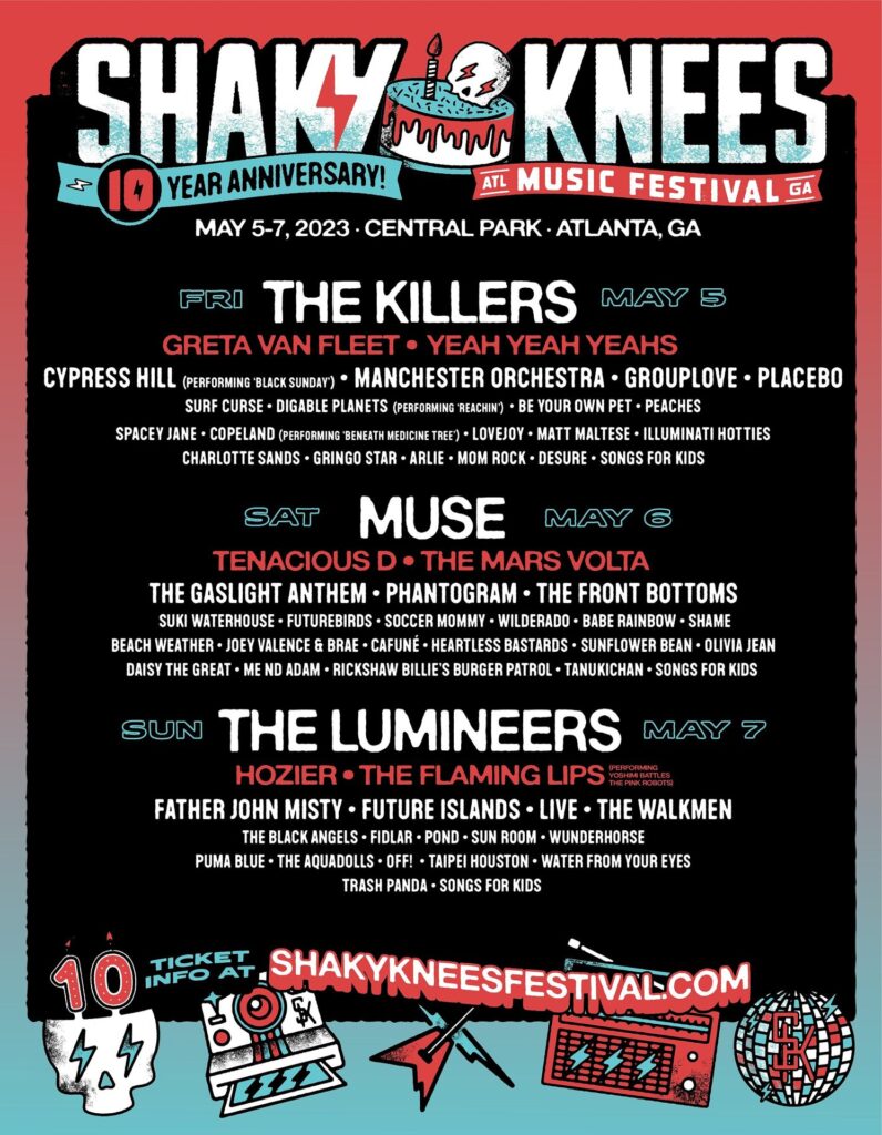 shaky knees 2023 lineup poster