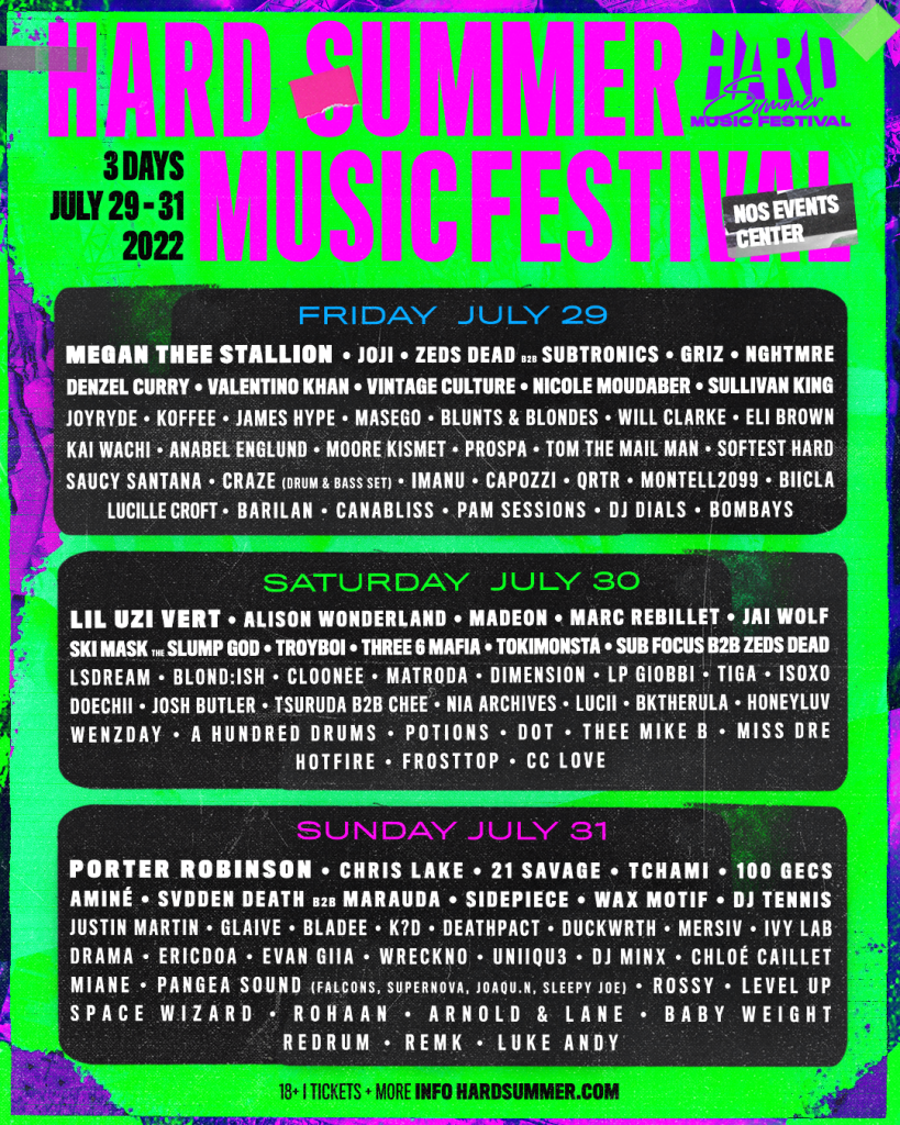 Hard Summer 2022 Lineup Poster