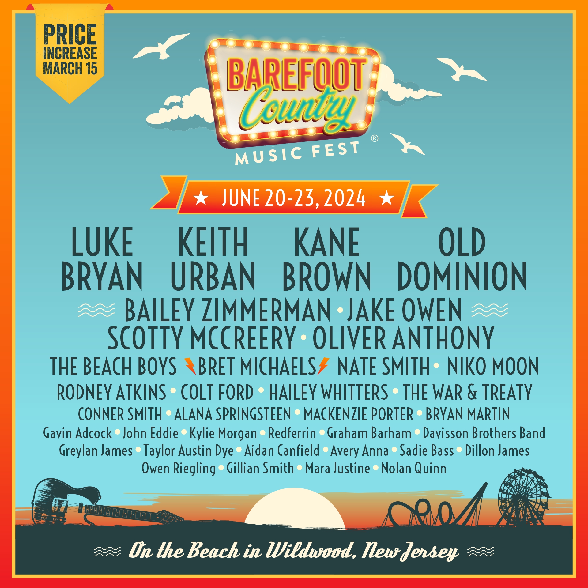 Barefoot Country Music Fest Lineup 2024 (Poster) / source: Barefoot Music Festival website