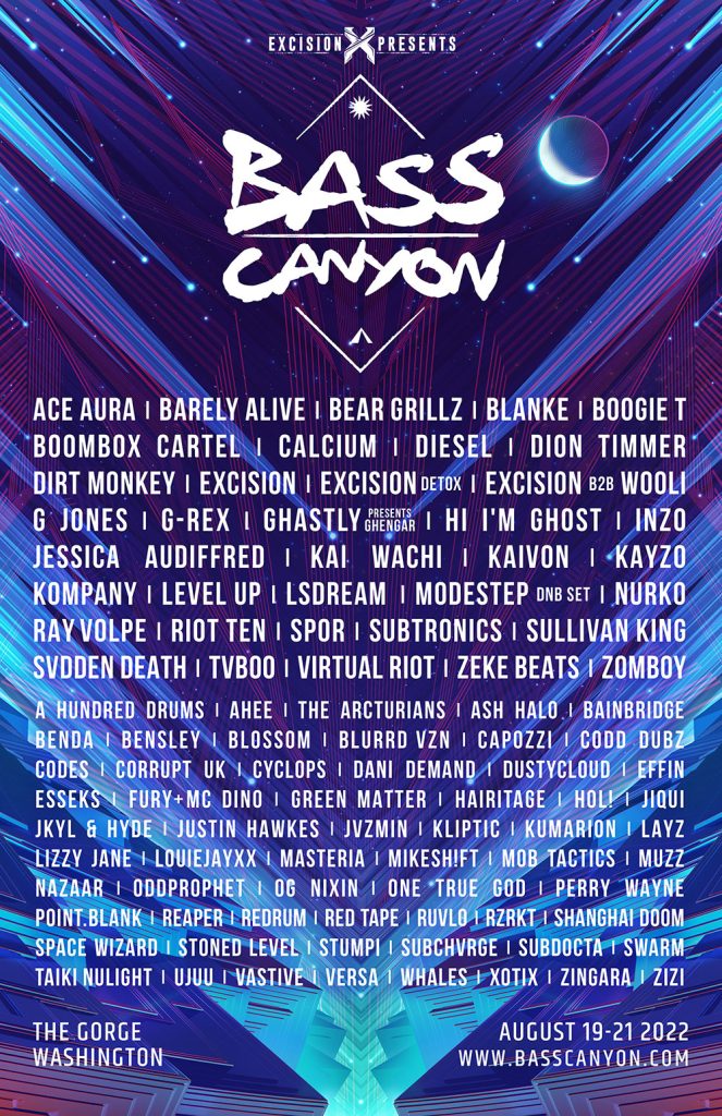 Bass Canyon 2022 Lineup poster