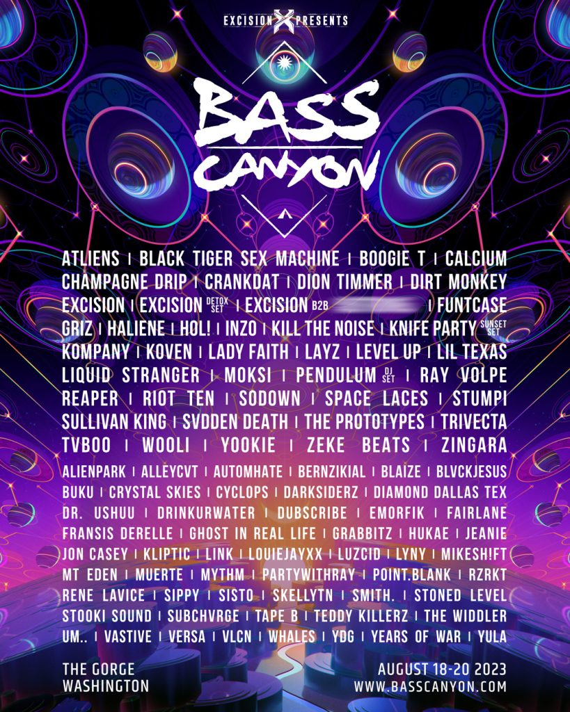 Bass Canyon 2023 Lineup poster