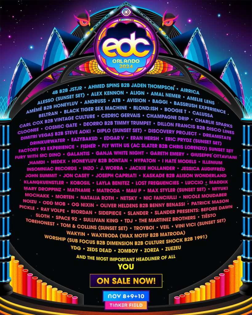EDC Orlando Lineup 2024 poster by Insomniac