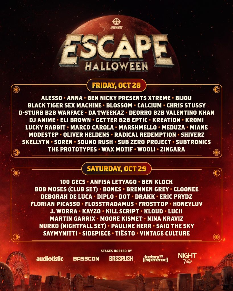 Insomniac Escape Halloween 2022 lineup poster