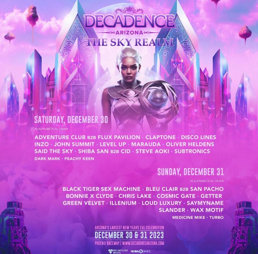 Decadence Arizona 2023 Lineup - Poster