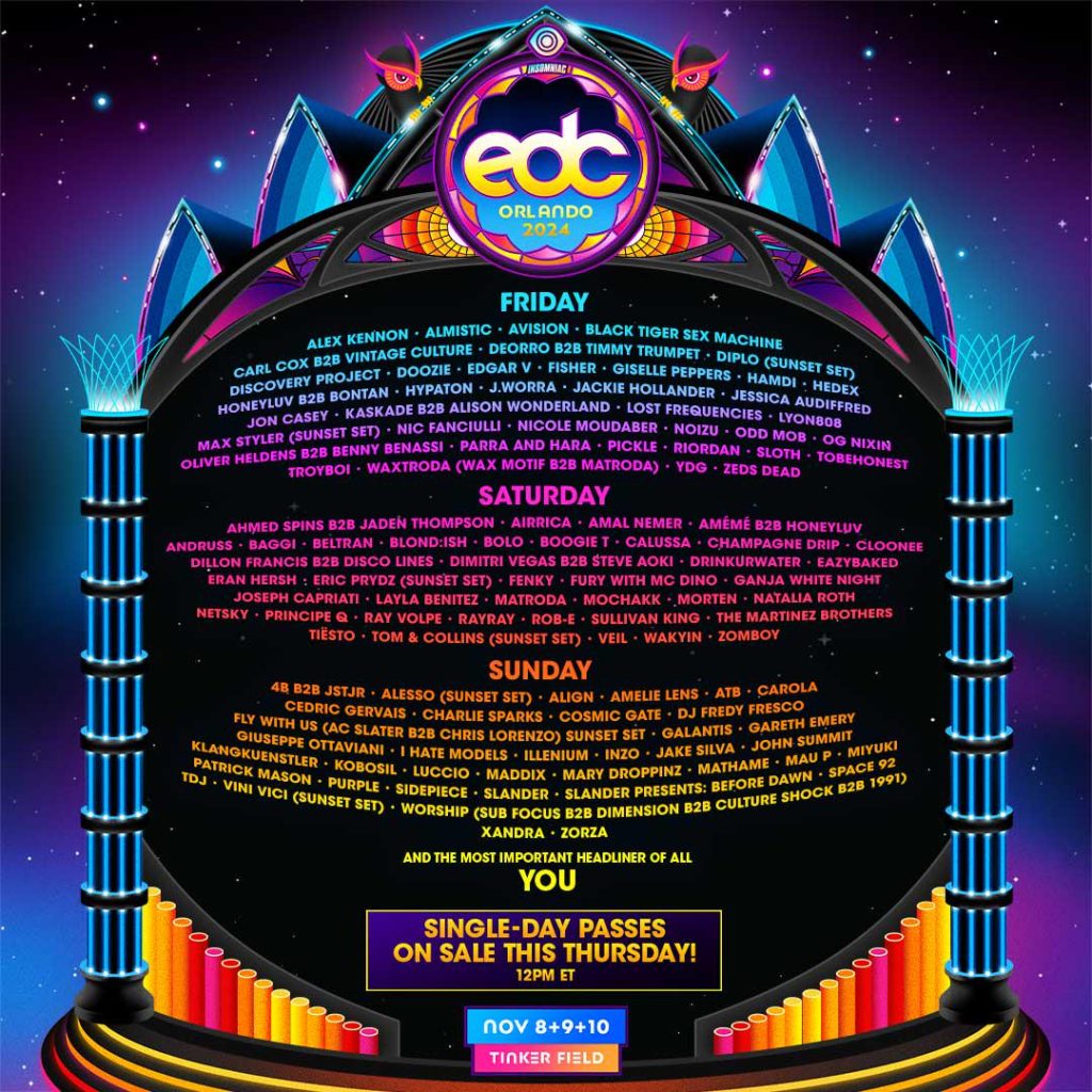 EDC Orlando 2024 Day-by-Day Lineup - poster