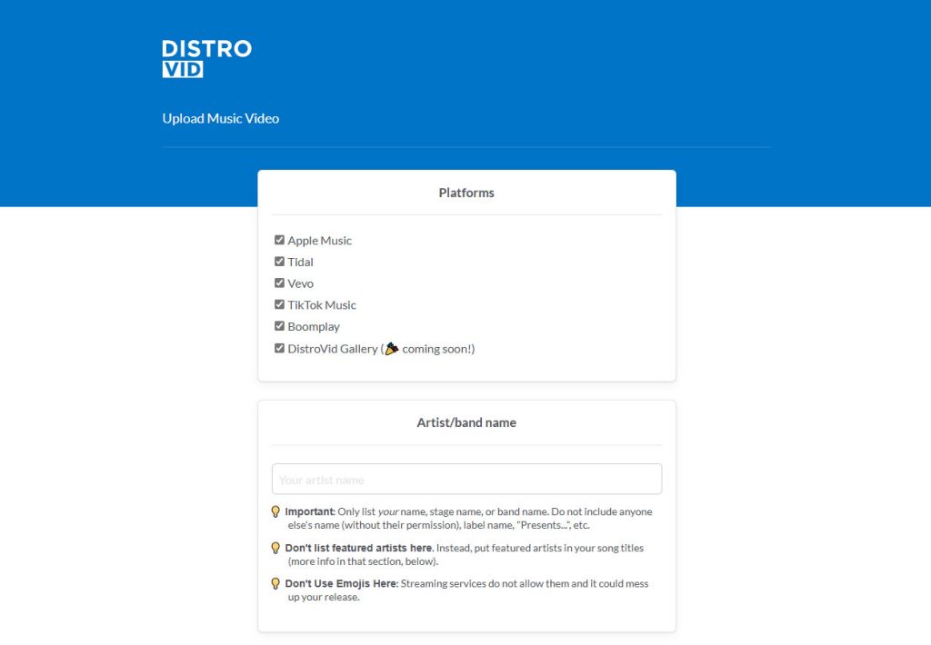 Distrovid - upload music video
