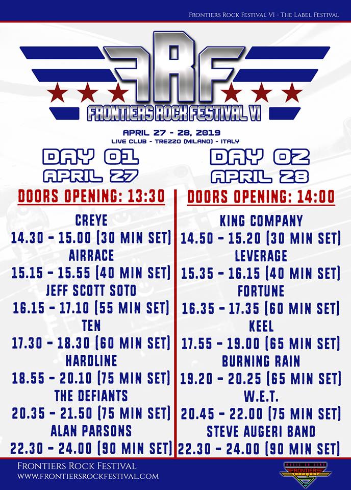 Frontiers Rock Festival VI Lineup Poster, held in 2019