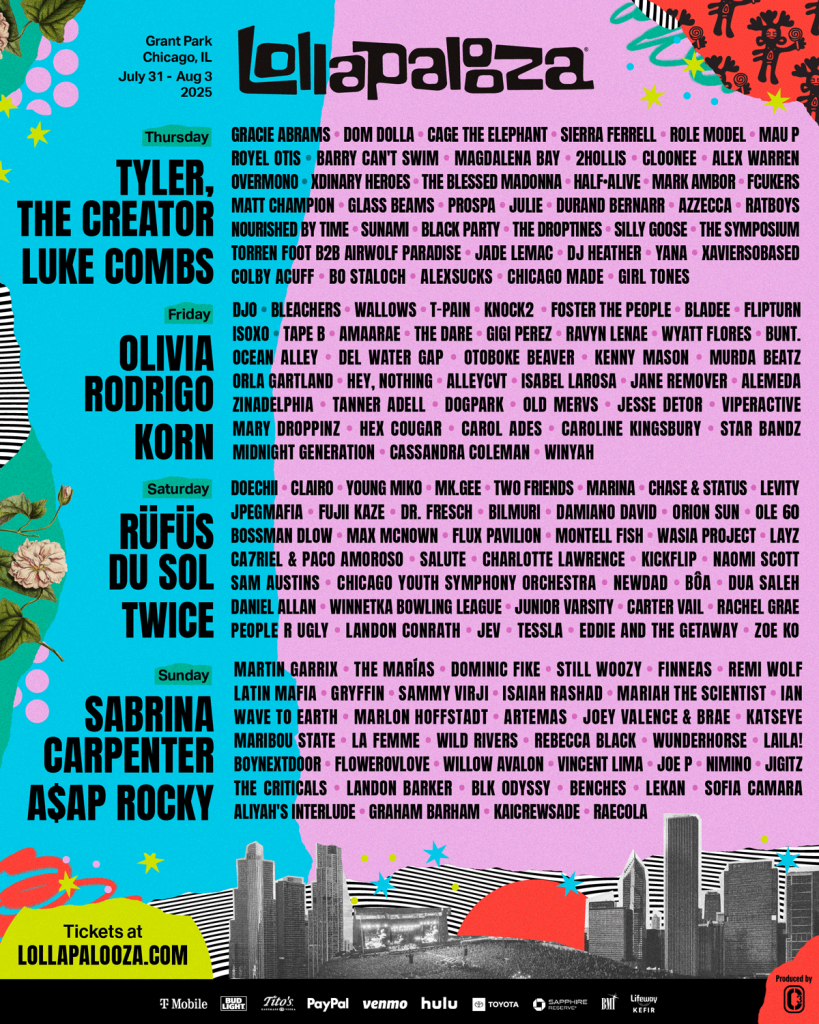 Lollapalooza 2025 lineup poster