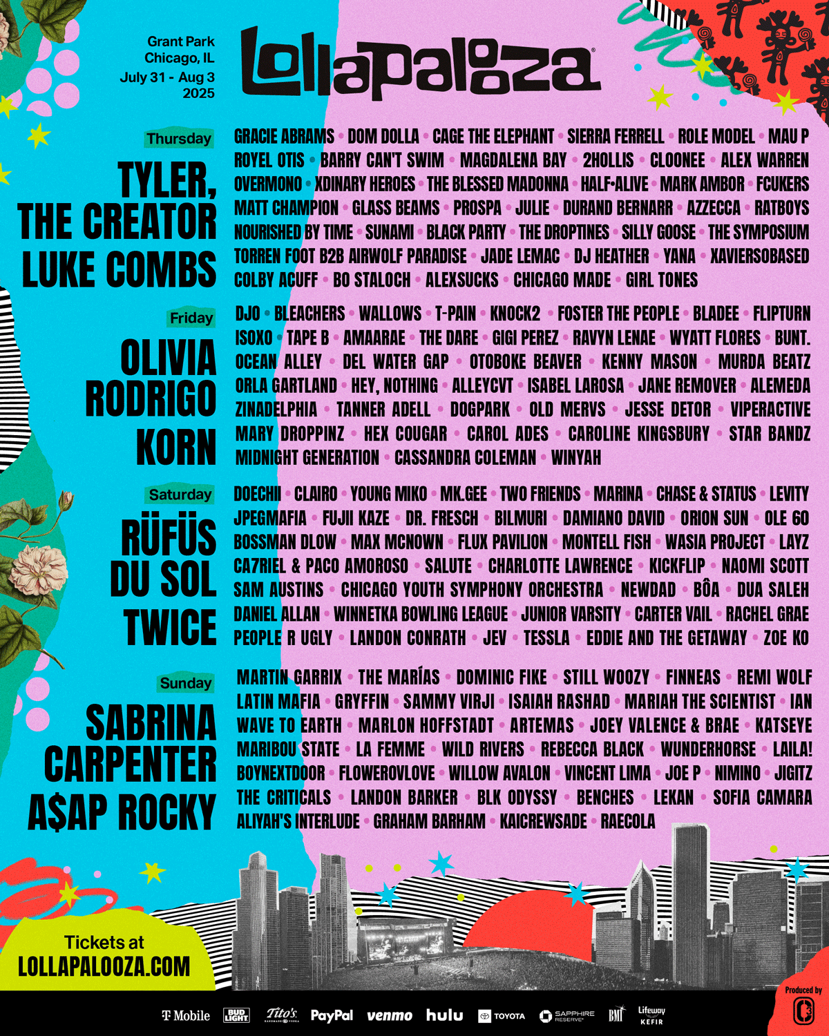 Lollapalooza 2025 lineup poster