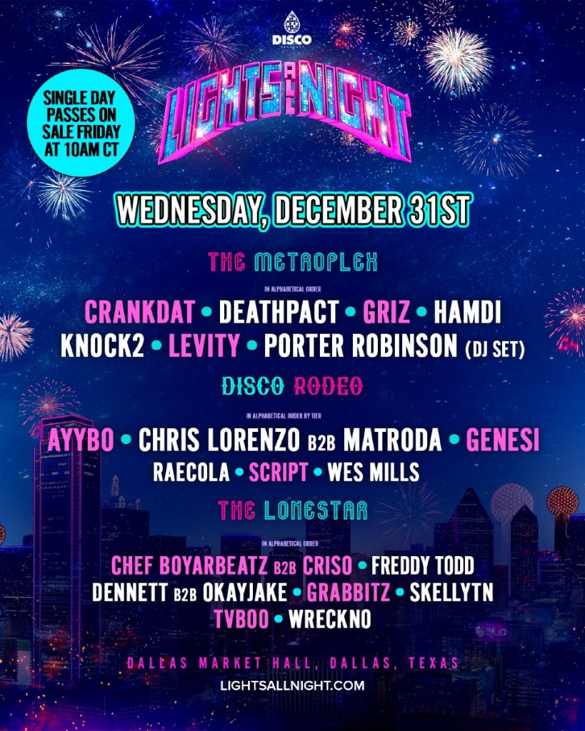 lights all night 2025 lineup by day 31 December 2025