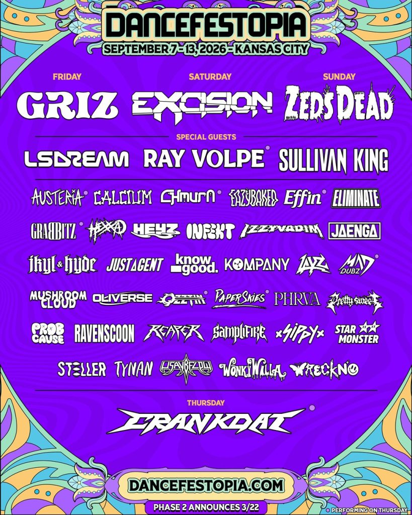 Dancefestopia 2026 Lineup Phase 1 poster