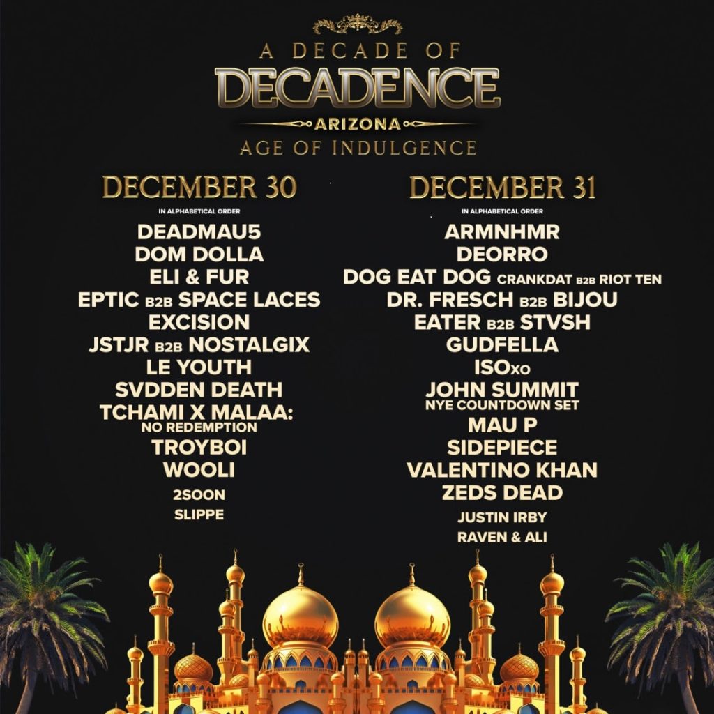 Decadence Arizona 2024 Lineup poster