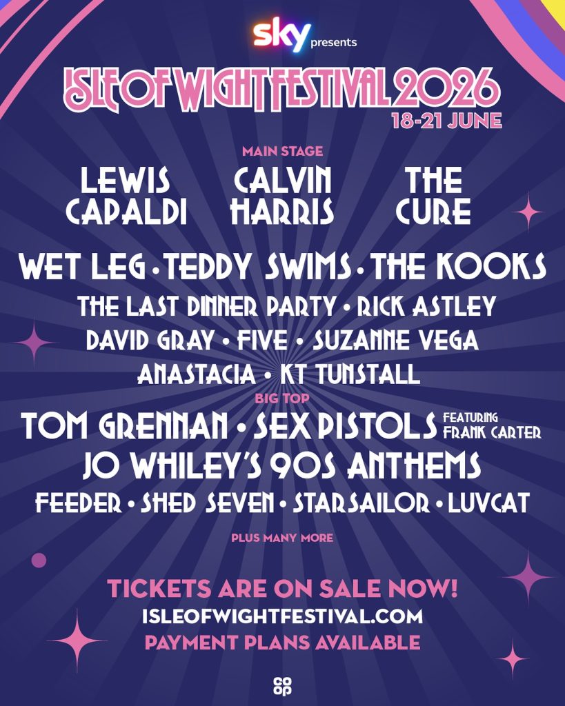 Isle of Wight Festival 2026 lineup of headliners poster