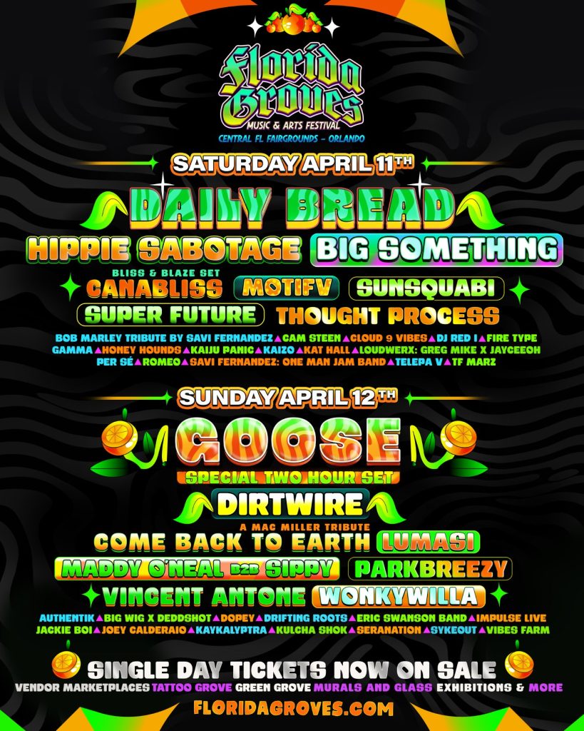 Florida Grove 2026 Lineup by day poster