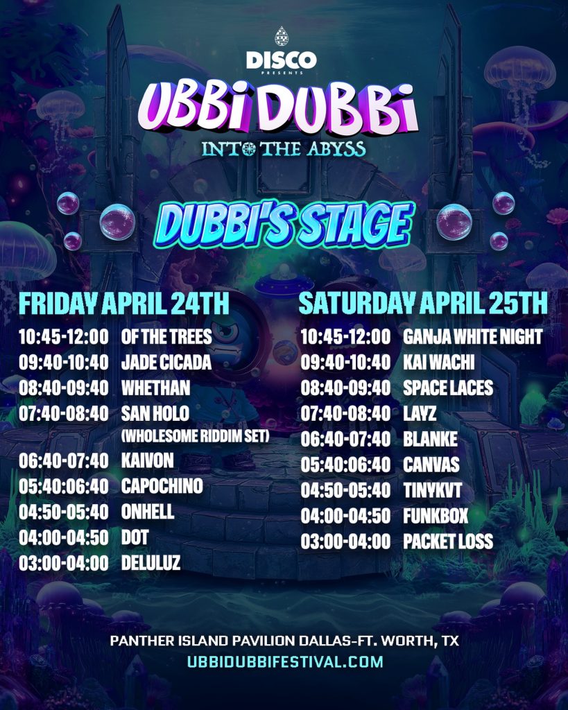 Dubbi Stage: Ubbi Dubbi 2026 lineup schedule / set times poster