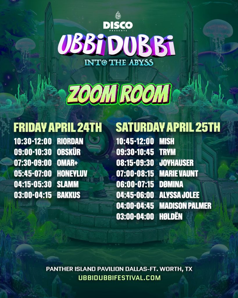 Zoom Room: Ubbi Dubbi 2026 lineup schedule / set times poster