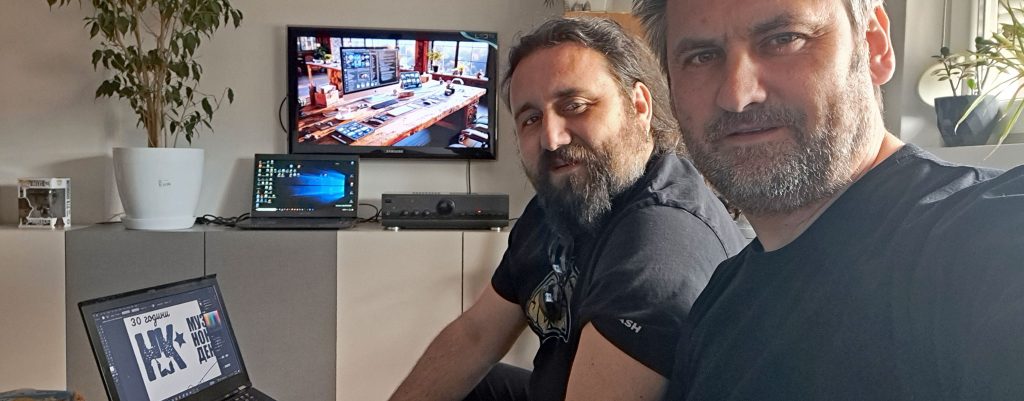 Урош Вељковиќ и Васил Буралиев - финализирање на графички дизајн за колекционерската маица „Знаеш каде да ме најдеш...“